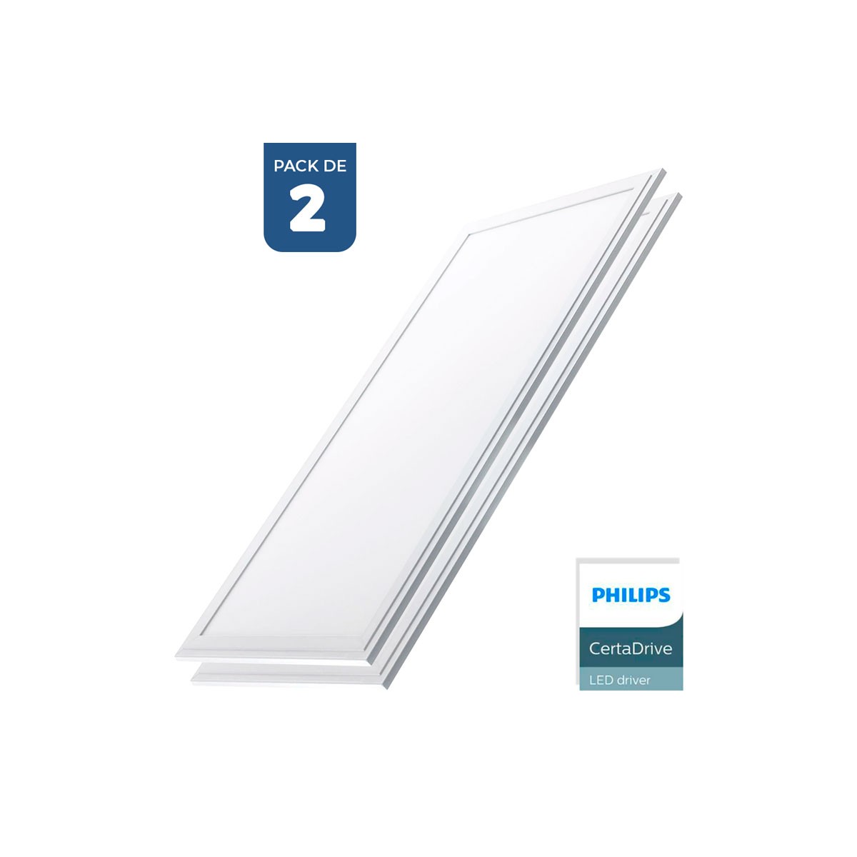 Pack 2 Stück LED-Panel 120x30cm 44W 3980lm UGR19