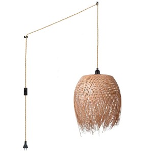 Pendelleuchte aus Rattan „Java“ mit Schalter und Stecker