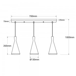 Pendelleuchte aus Metall „Solvang Triple“ - Abmessungen