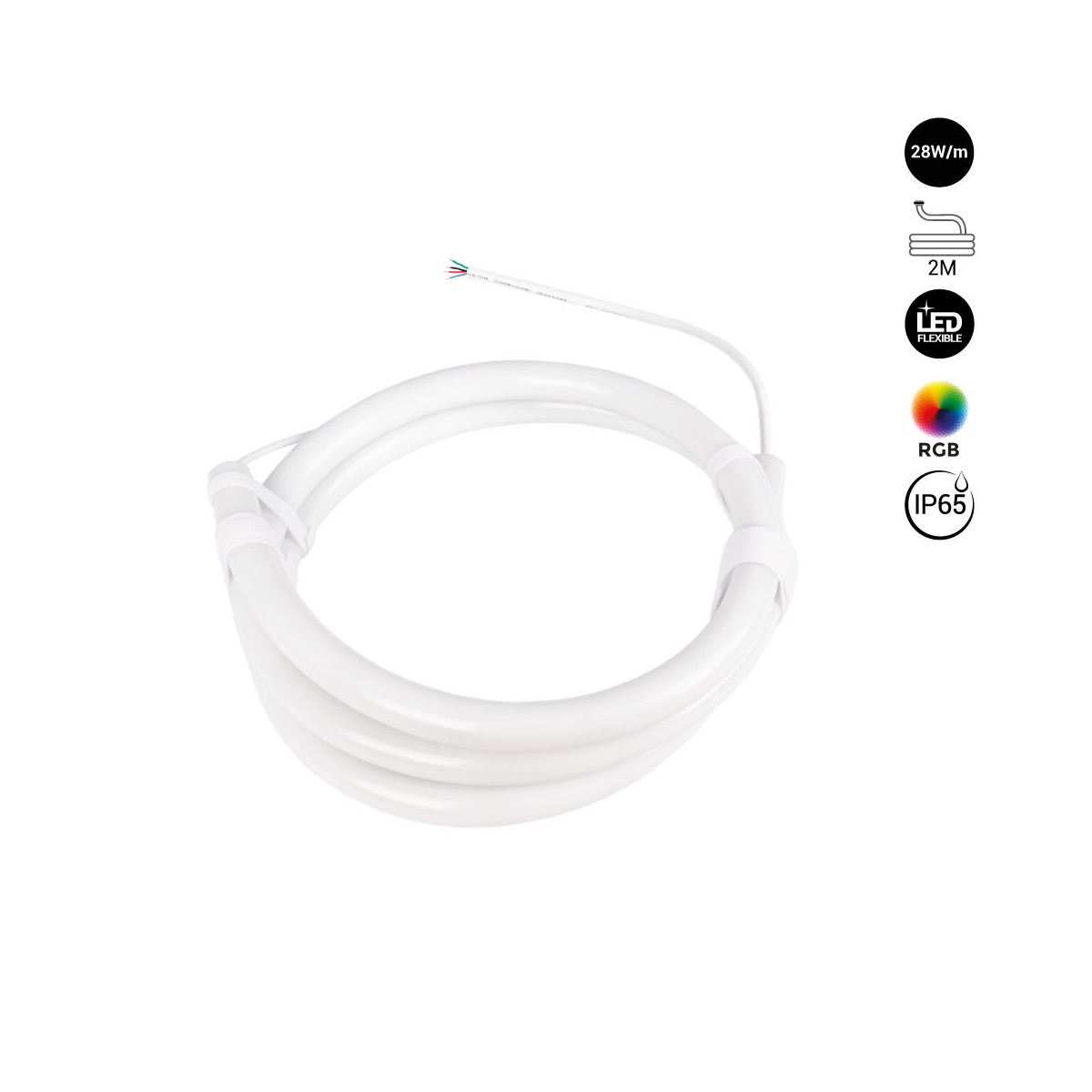 LED Neon-Schlauch 360° rund RGB - Ø 22 mm - 2 Meter - 24V DC- 240 LEDs/m - 28 W/m - IP65