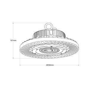 LED-Hallenstrahler UFO 200W - Abmessungen