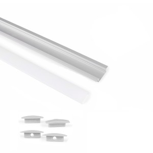 Alu-Einbauprofil mit Diffusor und 4 Endkappen - für 12 mm LED-Streifen - 2 Meter