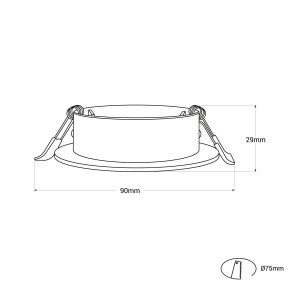 10 Montage-Sets - Schwenkbarer Downlight-Ring Ø 90 mm + GU10 Lampe 5W + GU10 Fassung - Abmessungen