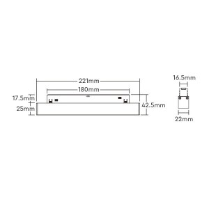 Magnet-Schienenleuchte RGB + CCT - 6W - UGR18 - Mi Light - Abmessungen