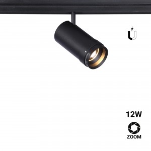 LED-Schienenstrahler für Magnetschienen mit Zoom 10-55° - 48V - 12W - schwenkbar