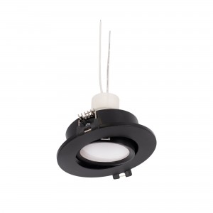 10 Montage-Sets - Schwenkbarer Downlight-Ring Ø 90 mm + GU10 Lampe 5W + GU10 Fassung - in der Farbe Schwarz