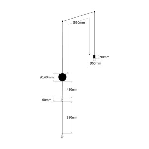 Designer-Pendelleuchte „Nebula“ mit Schalter und Stecker - 1 x 6W - Abmessungen