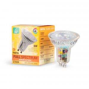 LED-Lampe GU10 6W Full Spectrum „Sunlike“ - 500 lm - CRI90 - PAR16 - 36°