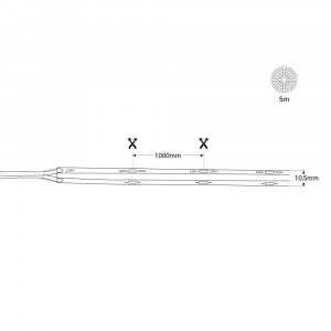 COB LED-Streifen 220V AC - 10W/m - 10,5 mm - IP67 - Abmessungen