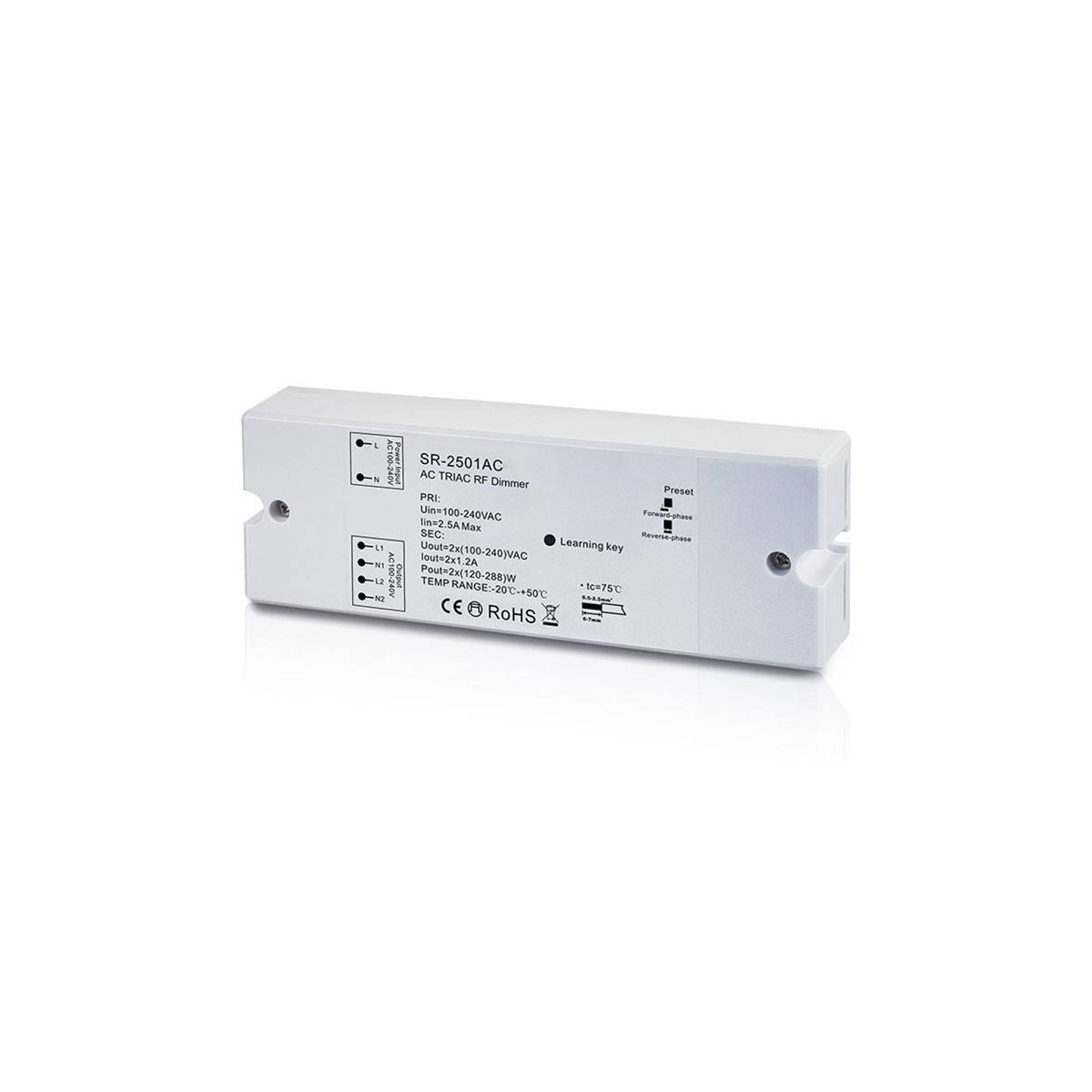 Triac dimmbar 100-240V (2 Ausgänge, 1,2A/Ausgänge) RF-Empfänger - Easy RF