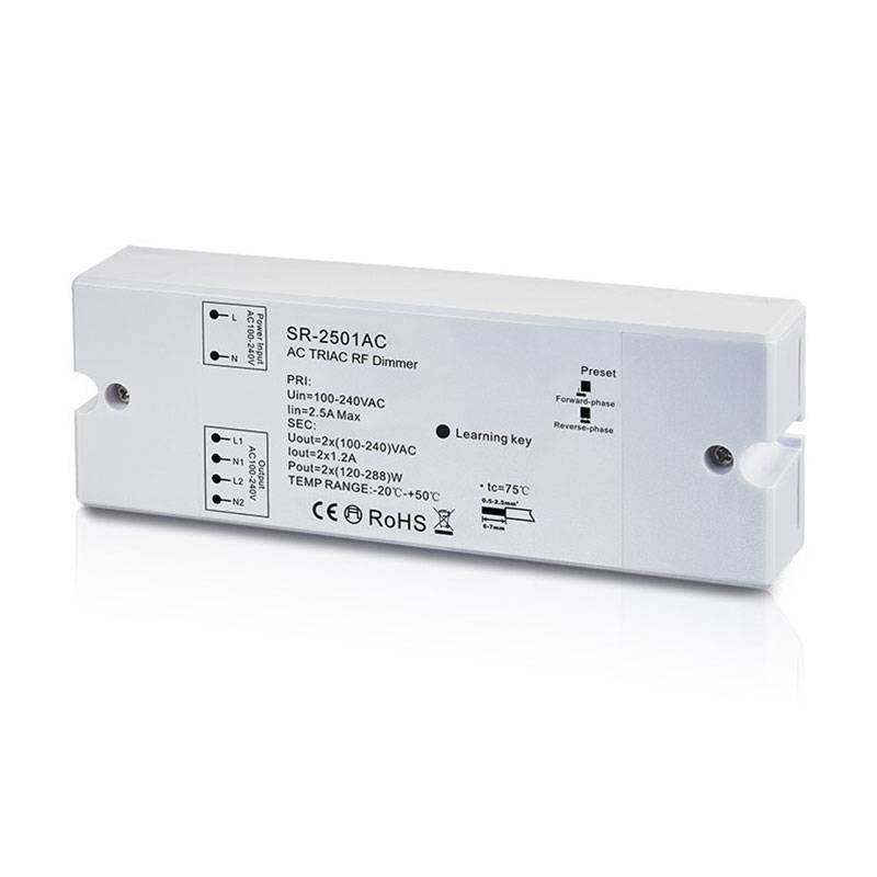 Triac dimmbar 100-240V (2 Ausgänge, 1,2A/Ausgänge) RF-Empfänger - Easy RF