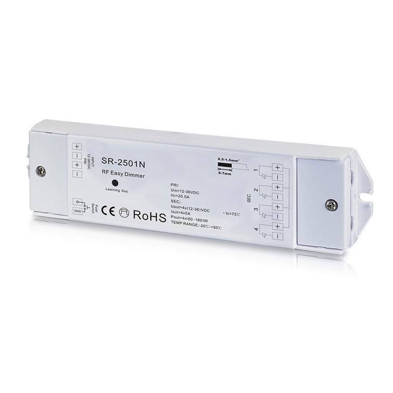 Einfarbiger PWM 12-36V-DC-Controller (4 Kanäle, 5A/Kanal) RF-Empfänger - Easy RF