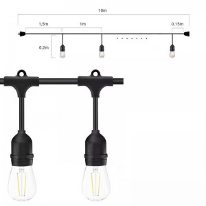 Outdoor-Girlande IP65 10 Meter in Reihe schaltbar 10x E27