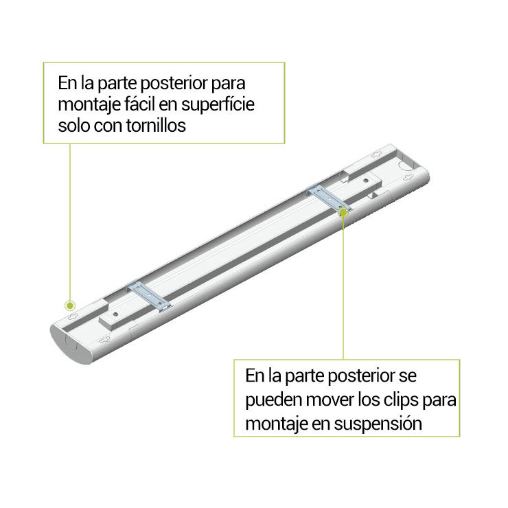 luminaria lineal led CCT con sensor