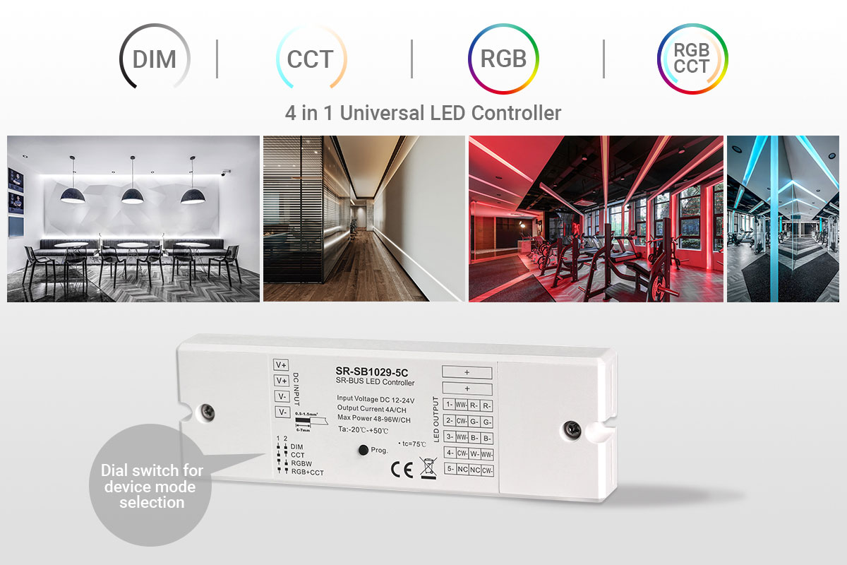 controlador 4 en 1 DIM CCT RGBW RGB+CCT