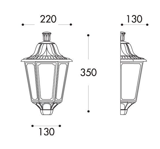 medidas farol aplique pared iesse fumagalli e27