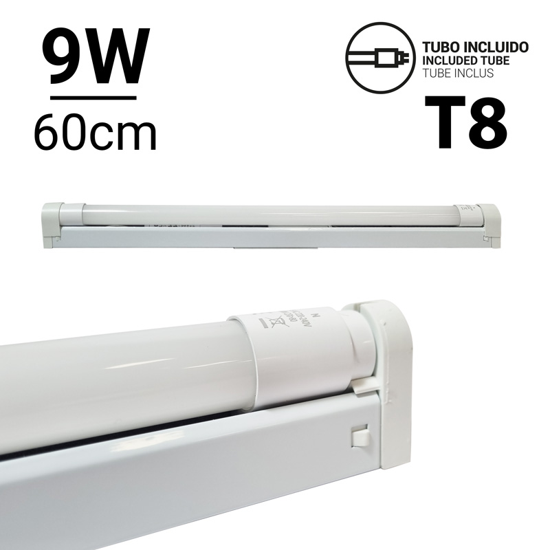 REGLETA CON TUBO LED T8 60CM