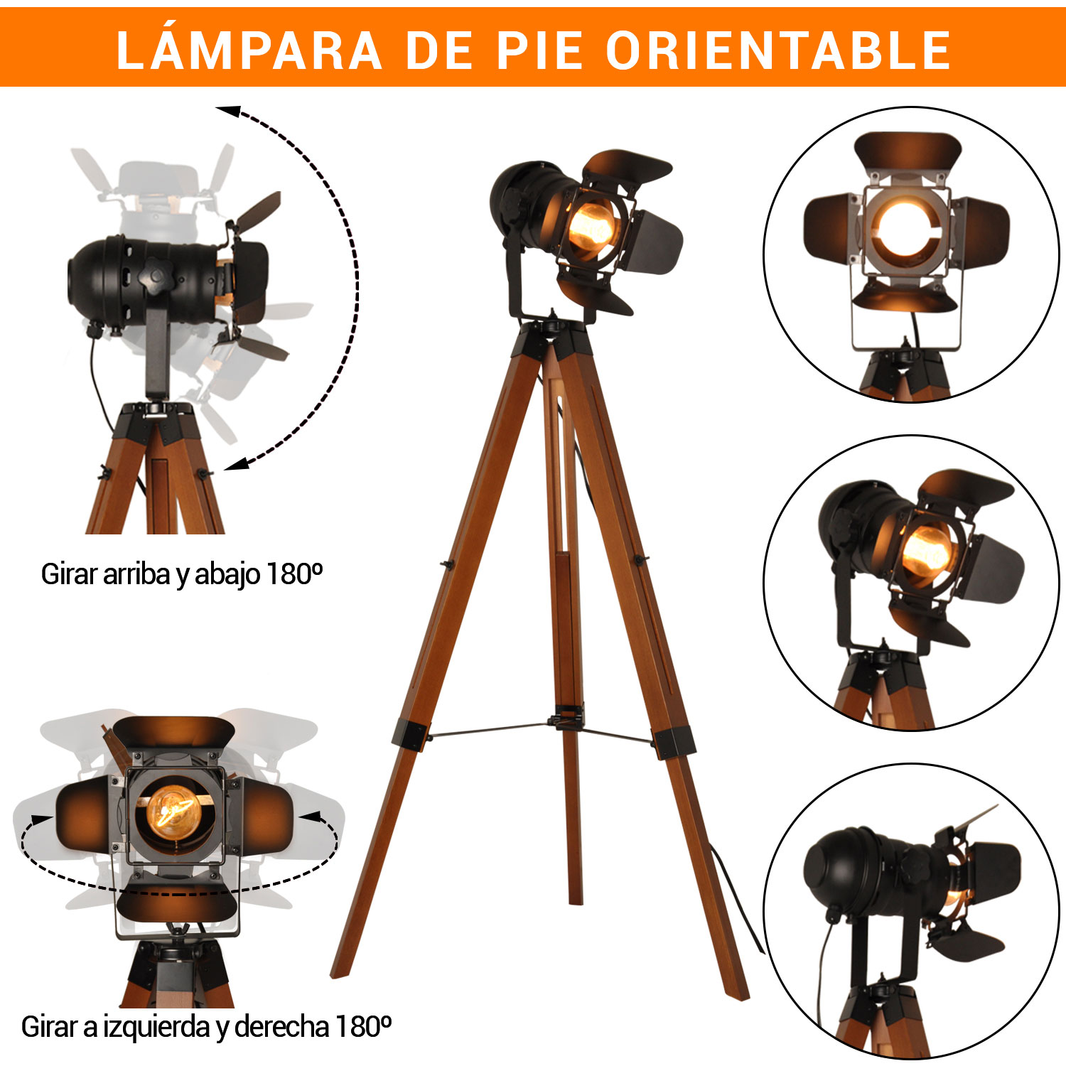 lámparas de pie orientables