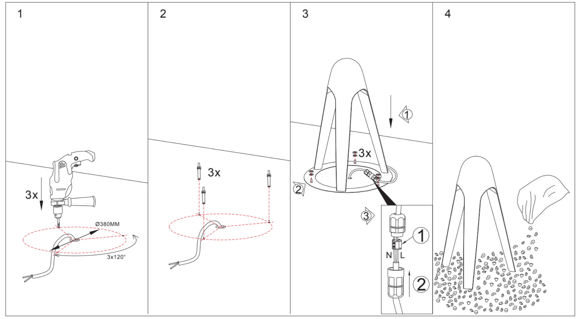 Lámpara exterior COMET 6W 3000°K IP65 instrucciones.png