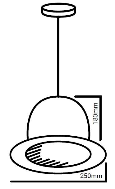 detalle medidas lámpara sombrero bombín