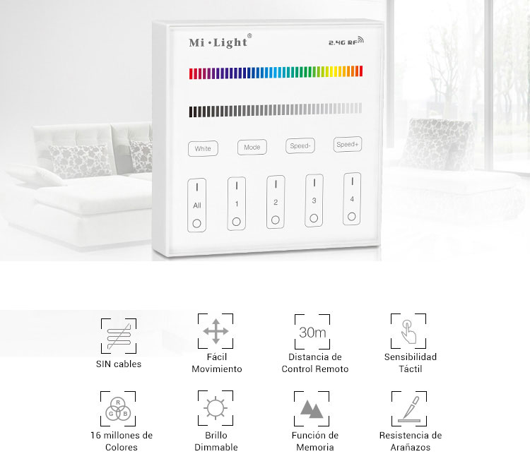 Controlador RGB y RGBW de 4 zonas