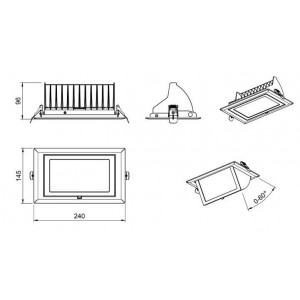 Downlight Downlight LED rettangolare 38W 120° CCT SYSTEM