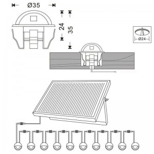 faretti solari a LED da incasso pannelli solari