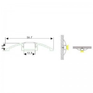 Profilo in alluminio 52x8 mm Superficie a forma di mezza luna (2 mt.)