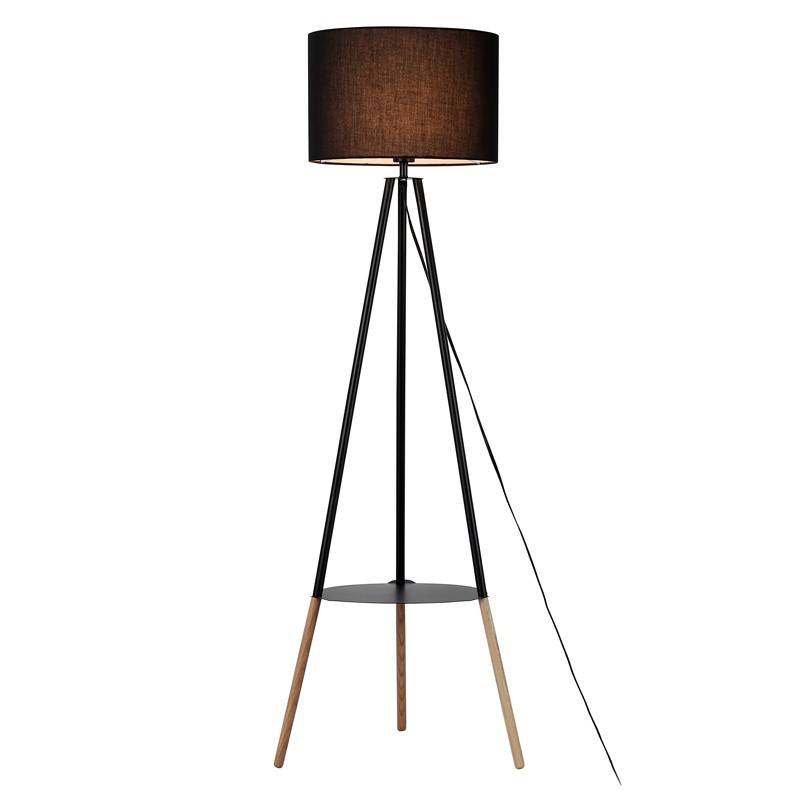 Lampada da terra con treppiede o tavolo "Mandí" in legno nero nordico