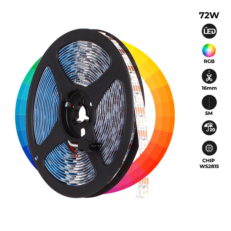 Striscia LED IC digitale WS2815 12V RGB IP20 SMD5050 60ch/m 5m