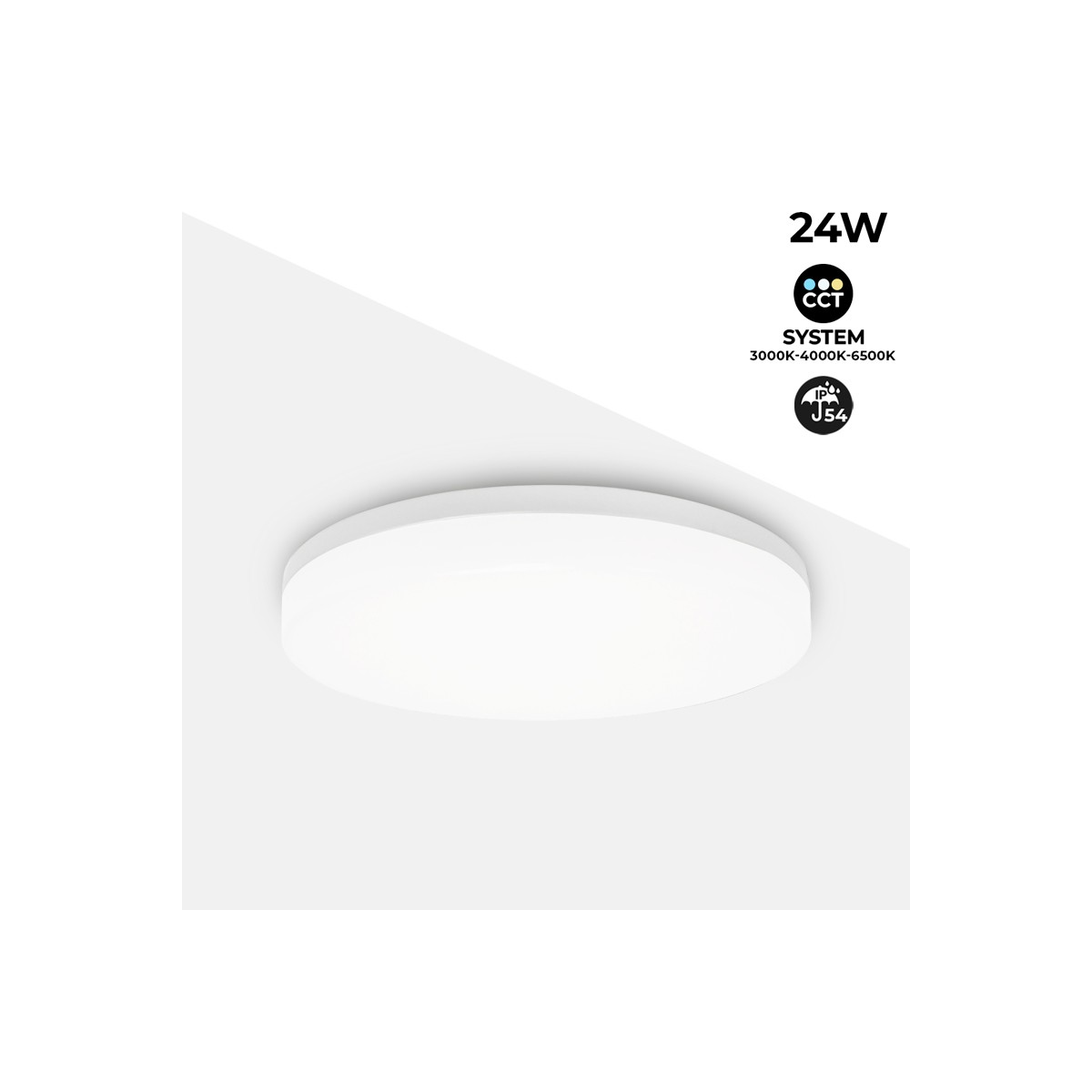 Plafoniera LED circolare bianca 24W CCT 2640lm IP65