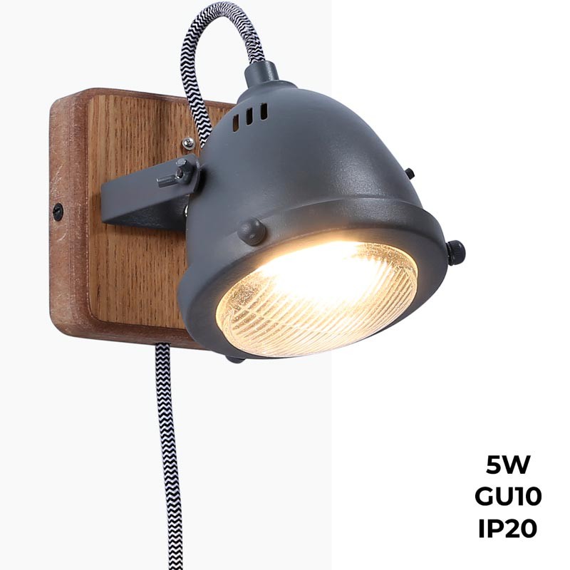 Lampada da parete e soffitto in legno e metallo MOTT