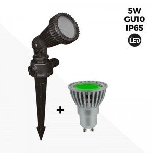 KIT Paletto da giardino + lampadina GU10 LED 5W verde