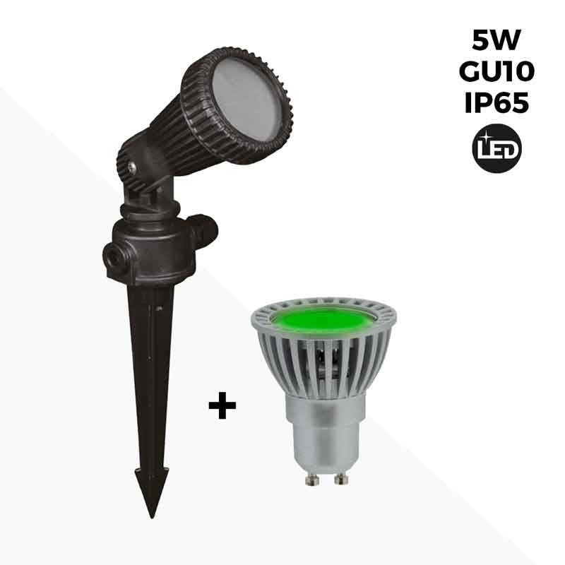 KIT Paletto da giardino + lampadina GU10 LED 5W verde