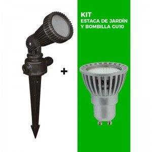 KIT Paletto da giardino + lampadina GU10 LED 5W verde