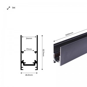 Binario magentico 48V superfici piane - 20mm - 1 metro