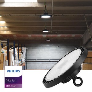 Campana industriale UFO 200W con driver PHILIPS 1-10V dimmerabile