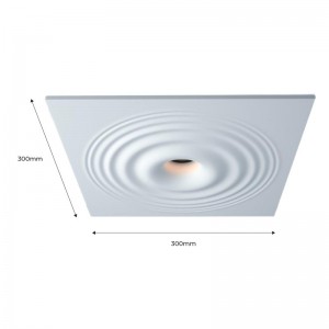 Plafoniera da incasso in gesso effetto onda 300x300 mm - GU10