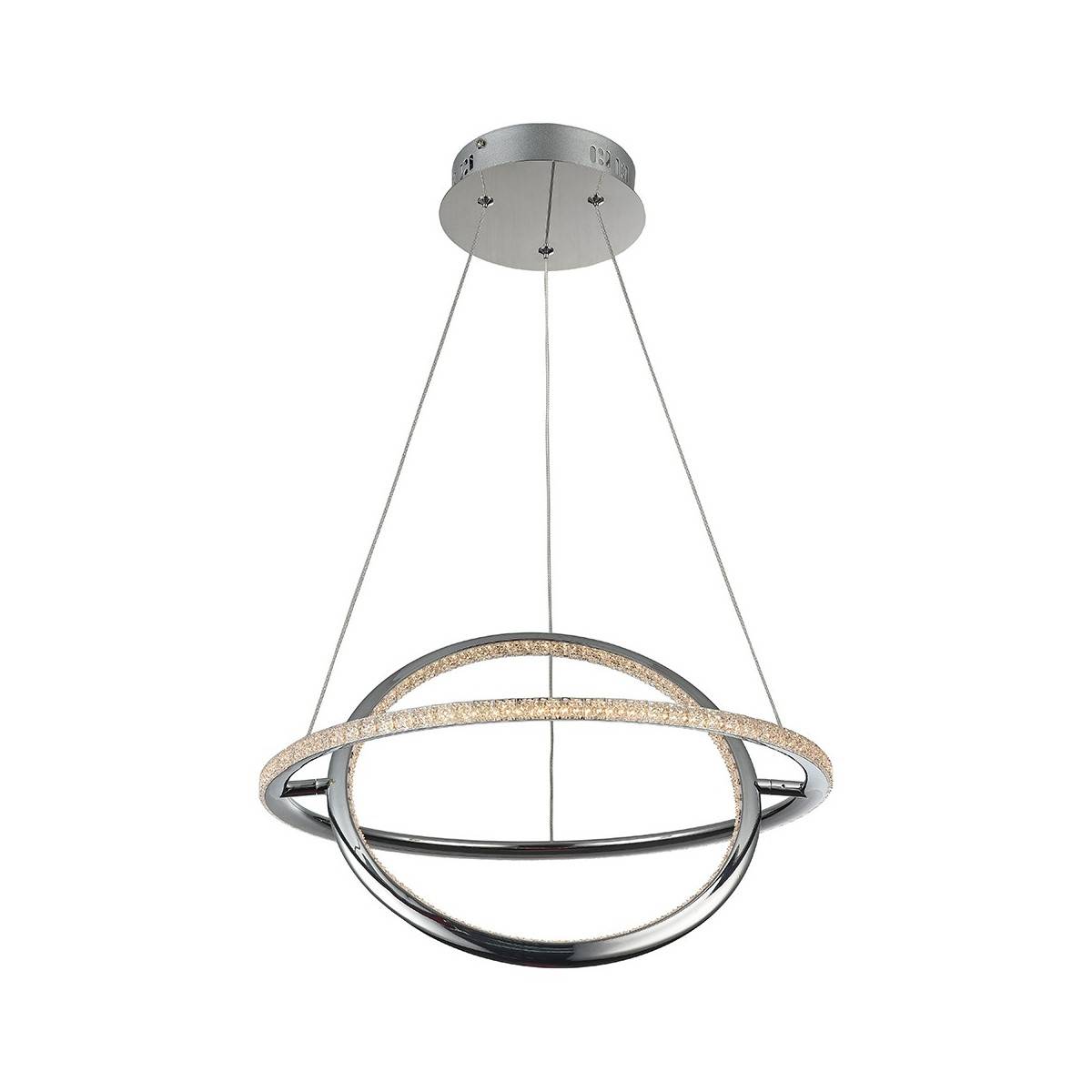 SIRKLER LAMPADA A SOSPENSIONE IN STILE NORDICO EFFETTO QUARZO 28W, FINITURA NICHEL-CROMO 4000K