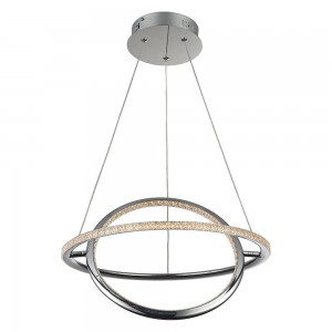 SIRKLER LAMPADA A SOSPENSIONE IN STILE NORDICO EFFETTO QUARZO 28W, FINITURA NICHEL-CROMO 4000K