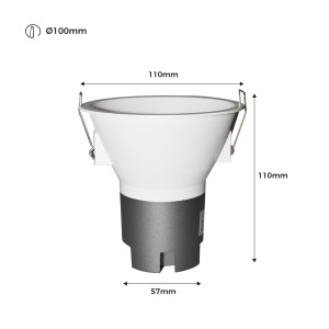 Faretto LED da incasso 11W "KOPPA"- Ottica 24º - Taglio Ø 100mm - Basso UGR