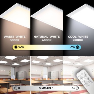 Pannello LED slim CCT da superficie 60x60 - Dimmerabile con telecomando - 40W - Con kit di montaggio