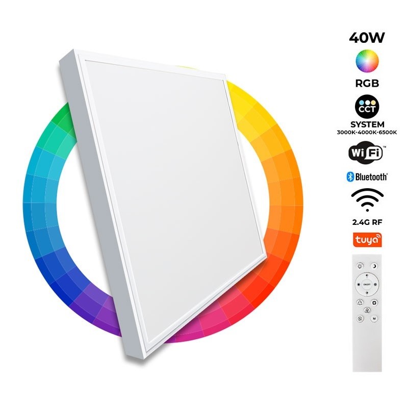 Pannello LED da superficie WIFI SMART RGB/RGBW + CCT - 60x60 cm - 40W - Con kit di montaggio