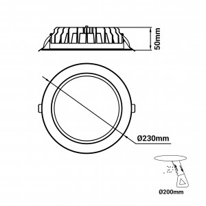 Downlight LED CCT ad alta efficienza - 40W - Driver Lifud - Taglio Ø 200-220mm