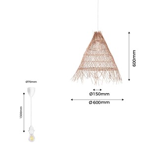 Lampada a sospensione in vimini "Willow" dimensioni