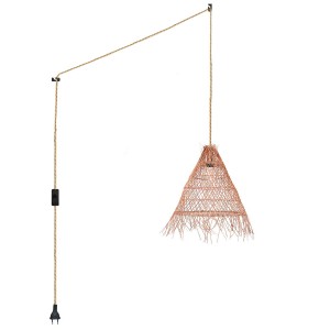 Lampada a sospensione in vimini con interruttore e spina "WILLOW".