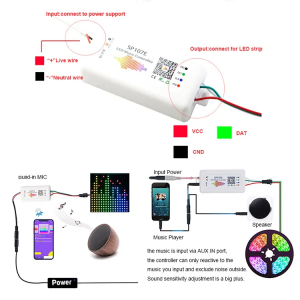 Controller musicale LED IC Pixel RGB/RGBW Bluetooth - 5-24V DC - 2048 pixel