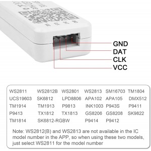 Controller LED IC pixel Bluetooth RGB/RGBW- 5-24V DC - 1024 pixel