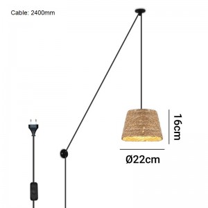 Lampada a sospensione regolabile in canapa "Moki" - E27