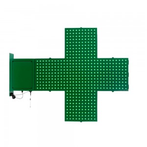 Croce LED farmacia monocolore verde - 80x80cm - Bifacciale